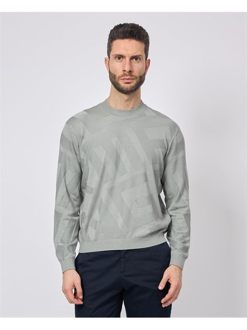 Maglione uomo AX girocollo in lettering jacquard ARMANI EXCHANGE | XM000708-AF10454F8039